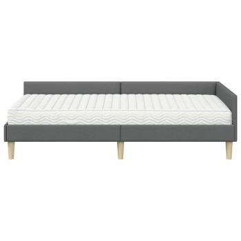 Eckbettgestell mit Matratze 2 stk. Dunkelgrau 90 x 190 cm Stoff