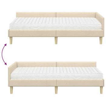 Eckbettgestell mit Matratze Sonstiges 2 pcs Creme Stoff