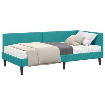 Eckbettgestell mit Matratze 2 stk. Türkis 100 x 200 cm Samt