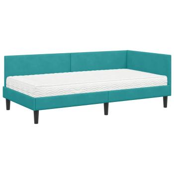 Eckbettgestell mit Matratze 2 stk. Türkis 100 x 200 cm Samt
