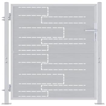 ARDEBO.de - Gartentor mit Schloss Silber 96 x 100 cm Edelstahl