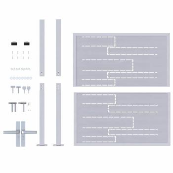 Gartentor mit Schloss Silber 96 x 100 cm Edelstahl