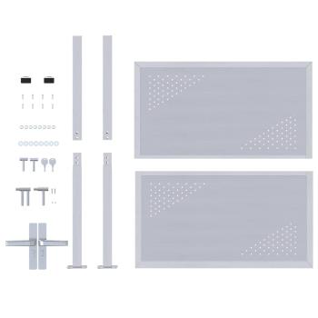 Gartentor mit Schloss Silber 96 x 100 cm Edelstahl