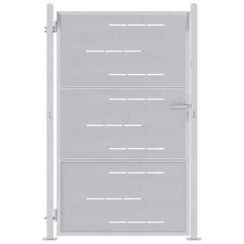 Gartentor mit Schloss Silber 100 x 125 cm Edelstahl