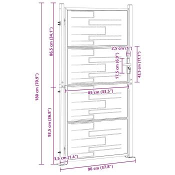 Gartentor mit Schloss Silber 96 x 180 cm Edelstahl