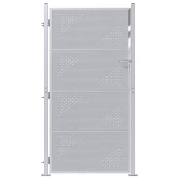 Gartentor mit Schloss Silber 96 x 180 cm Edelstahl