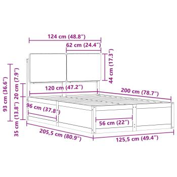 Bettgestell mit gepolstertem Kopfteil Dunkelgrau 120 x 200 cm