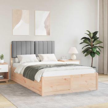 ARDEBO.de - Bettgestell mit gepolstertem Kopfteil Hellgrau 120 x 200 cm