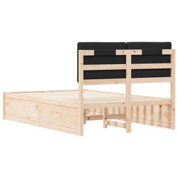 Bettgestell mit gepolstertem Kopfteil Schwarz 120 x 200 cm