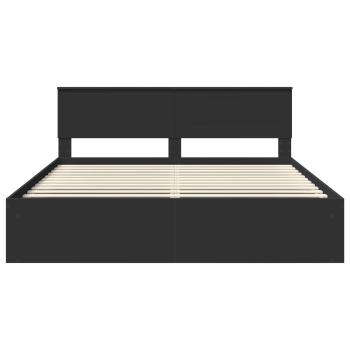 Bettrahmen mit Kopfteil Schwarz 200 x 200 cm Holzwerkstoff