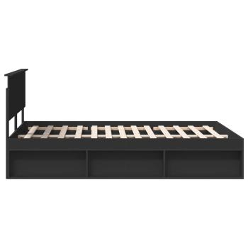 ARDEBO.de - Bettrahmen mit Kopfteil Schwarz 150 x 200 cm Holzwerkstoff