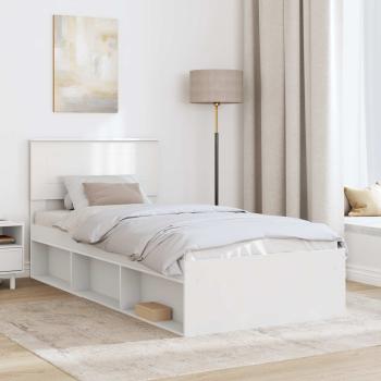 Bettrahmen mit Kopfteil Weiß 75 x 190 cm Holzwerkstoff