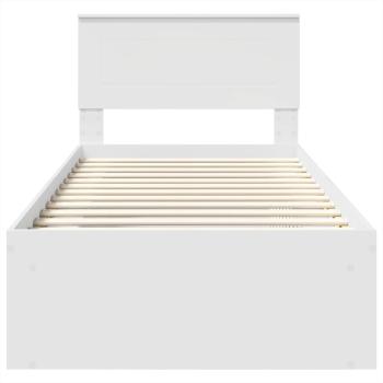 Bettrahmen mit Kopfteil Weiß 75 x 190 cm Holzwerkstoff