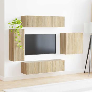 TV-Wandregal-Set 6 Stk. Sonoma-Eiche