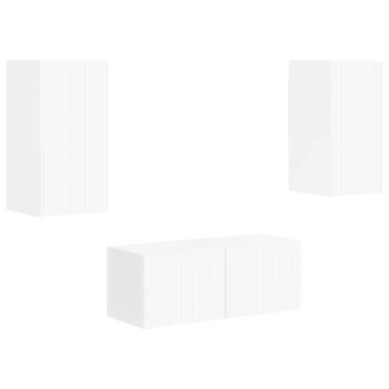 TV-Schrankset Wandmontiert 2 pcs Hochglanz Weiß Holzwerkstoff