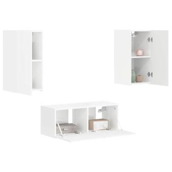 TV-Schrankset Wandmontiert 2 pcs Hochglanz Weiß Holzwerkstoff