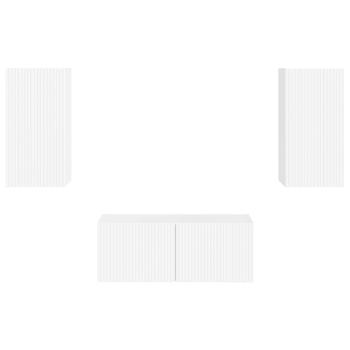 TV-Schrankset Wandmontiert 2 pcs Hochglanz Weiß Holzwerkstoff