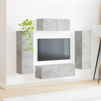 TV-Schrankset Wandmontiert 3 pcs Beton Grau Holzwerkstoff
