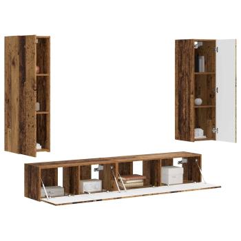 TV-Schrankset Wandmontiert 3 pcs Altholz Holzwerkstoff
