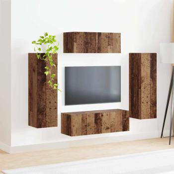 TV-Schrankset Wandmontiert 3 pcs Altholz Holzwerkstoff