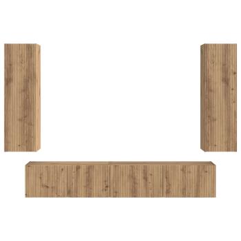 TV-Schrankset Wandmontiert 3 pcs Artisan-Eiche Holzwerkstoff