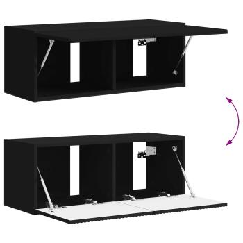 TV-Schrankset Wandmontiert 2 pcs Schwarz Holzwerkstoff