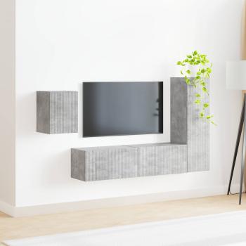 TV-Schrankset Wandmontiert 4 pcs Beton Grau Holzwerkstoff