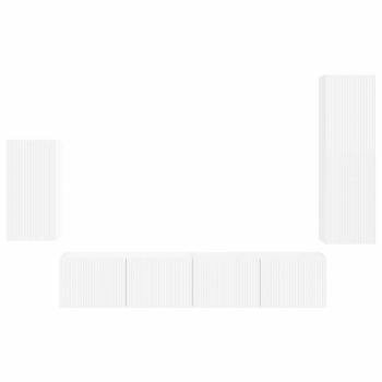 TV-Schrankset Wandmontiert 3 pcs Weiß Holzwerkstoff