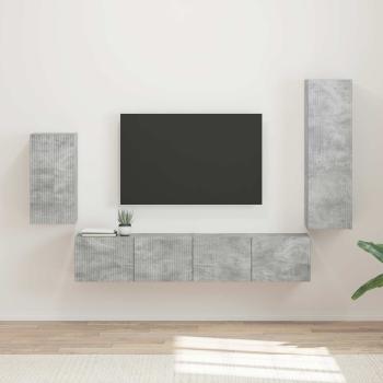 ARDEBO.de - TV-Schrankset 4 Stk. Beton Grau Holzwerkstoff