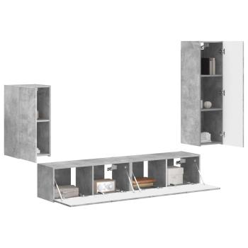 TV-Schrankset Wandmontiert 3 pcs Beton Grau Holzwerkstoff