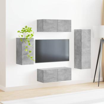 TV-Schrankset Wandmontiert 3 pcs Beton Grau Holzwerkstoff