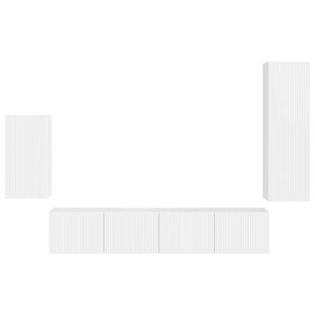 TV-Schrankset Wandmontiert 3 pcs Hochglanz Weiß Holzwerkstoff