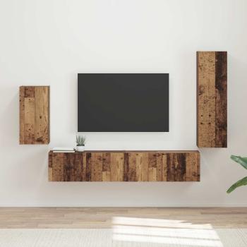 ARDEBO.de - TV-Schrankset Wandmontiert 3 pcs Altholz Holzwerkstoff