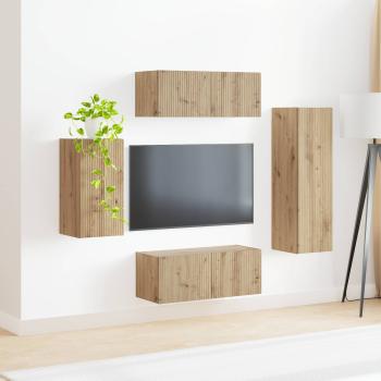 TV-Schrankset Wandmontiert 3 pcs Artisan-Eiche Holzwerkstoff