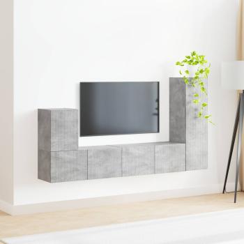 TV-Schrankset Wandmontiert 3 pcs Beton Grau Holzwerkstoff