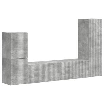 TV-Schrankset Wandmontiert 4 pcs Beton Grau Holzwerkstoff