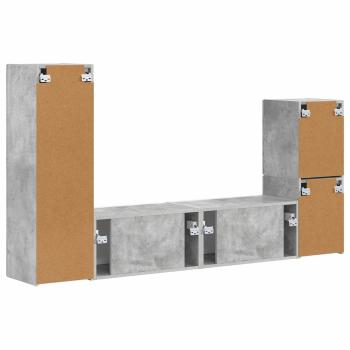 TV-Schrankset Wandmontiert 4 pcs Beton Grau Holzwerkstoff