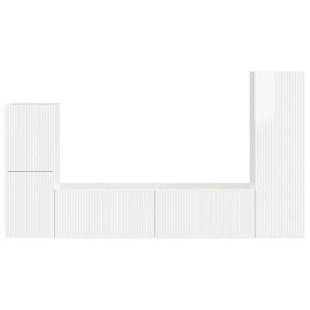TV-Schrankset Wandmontiert 4 pcs Hochglanz Weiß Holzwerkstoff