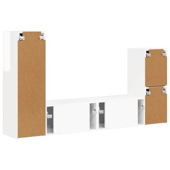 TV-Schrankset Wandmontiert 4 pcs Hochglanz Weiß Holzwerkstoff