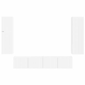 TV-Schrankset Wandmontiert 4 pcs Weiß Holzwerkstoff