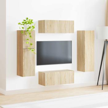 TV-Schrankset Wandmontiert 4 pcs Sonoma-Eiche Holzwerkstoff