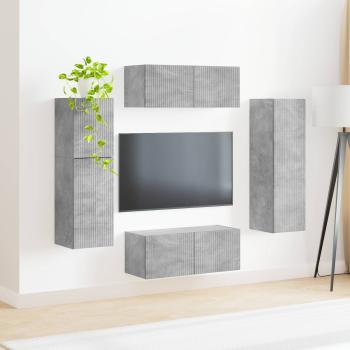 TV-Schrankset Wandmontiert 4 pcs Beton Grau Holzwerkstoff