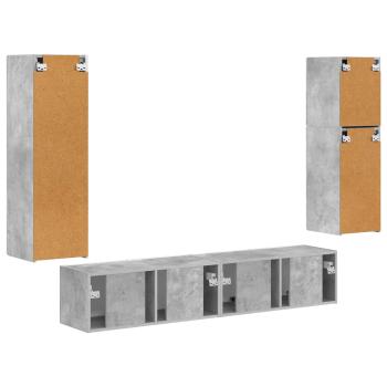 TV-Schrankset Wandmontiert 4 pcs Beton Grau Holzwerkstoff