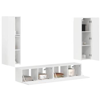 TV-Schrankset Wandmontiert 4 pcs Hochglanz Weiß Holzwerkstoff