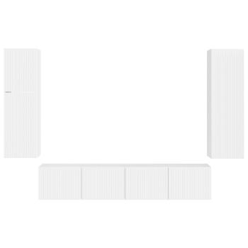 TV-Schrankset Wandmontiert 4 pcs Hochglanz Weiß Holzwerkstoff