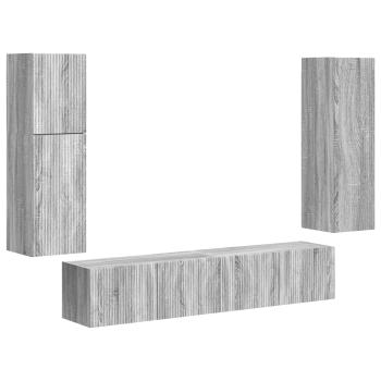 ARDEBO.de - TV-Schrankset Wandmontiert 4 pcs Graues Sonoma Holzwerkstoff