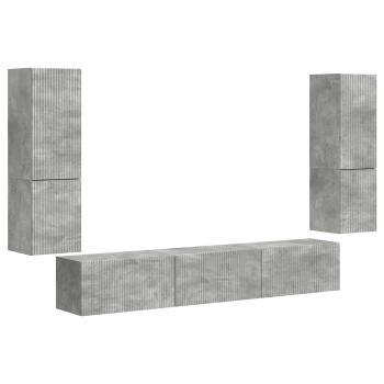 TV-Schrankset Wandmontiert 4 pcs Beton Grau Holzwerkstoff