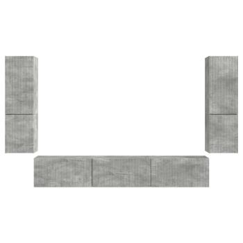 TV-Schrankset Wandmontiert 4 pcs Beton Grau Holzwerkstoff