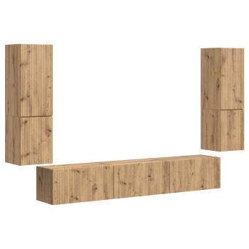 TV-Schrankset Wandmontiert 4 pcs Artisan-Eiche Holzwerkstoff