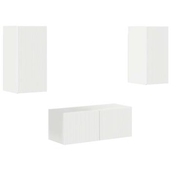 TV-Schrankset Wandmontiert 6 pcs Hochglanz Weiß Holzwerkstoff